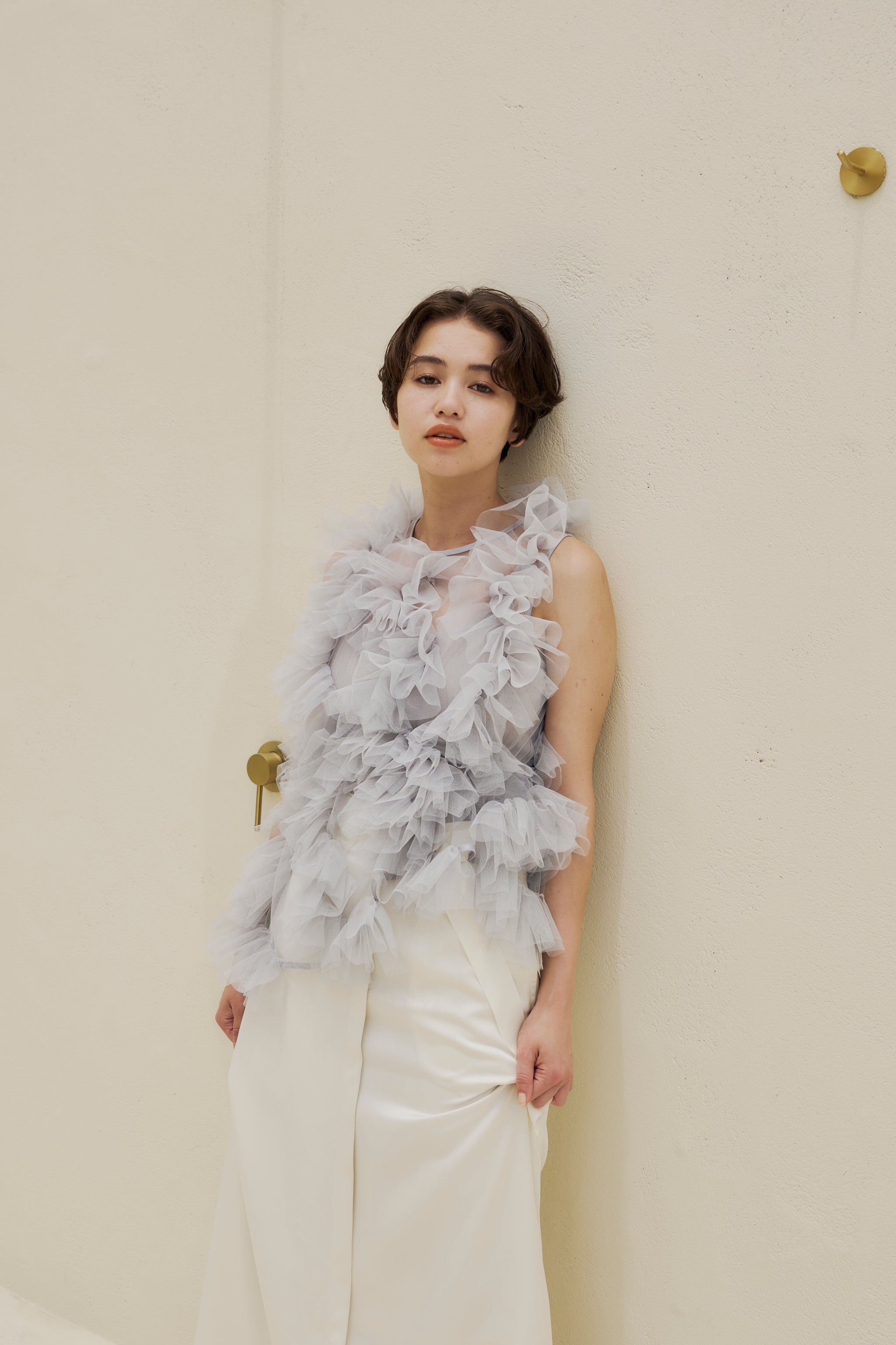 6月19日まで【NOTREemor】asymmetry tulle tops 予約商品 8月下旬～】asymmetry tulle tops – NOTRE émor