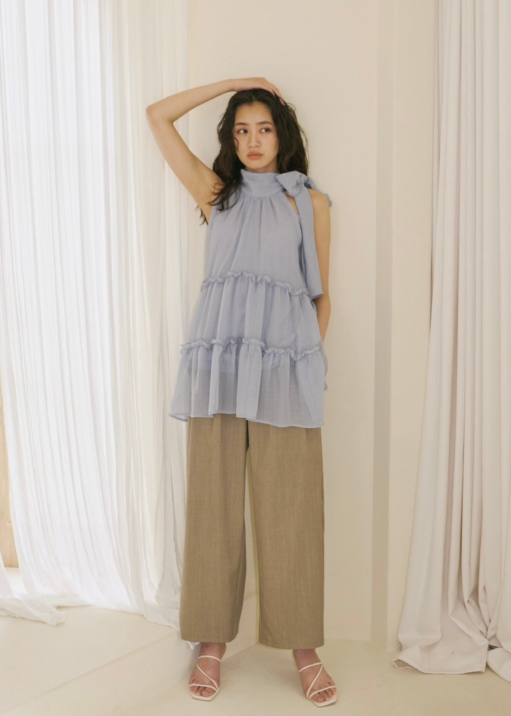 sheer check flare top – NOTRE émor