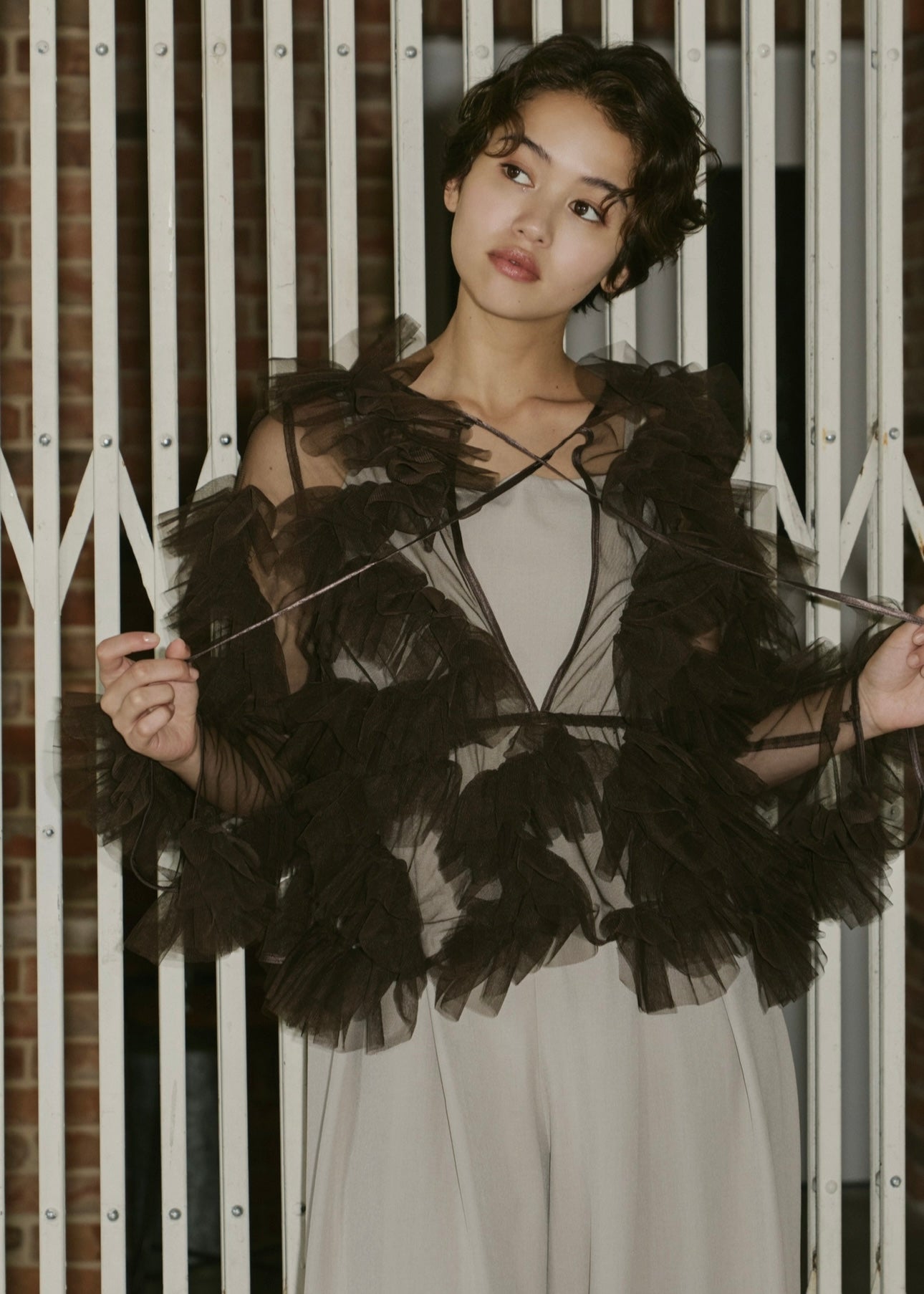 tulle veil tops【ivory即納、pink,brown12月上旬配送】 – NOTRE